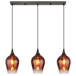 Luminosa Lighting Luminosa Lavus Bar Pendant Ceiling Light Gunmetal Red Glass Shade 3X E27 - thumbnail 3