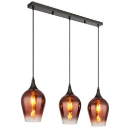 Luminosa Lighting Luminosa Lavus Bar Pendant Ceiling Light Gunmetal Red Glass Shade 3X E27