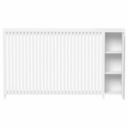 Agnite Radiator Cover White Modern Vertical Slat Shelves Mdf Storage Cabinet Medium - thumbnail 6