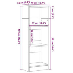 Vidaxl Bookcase Black Oak 40X24X109 Cm Engineered Wood - thumbnail 3