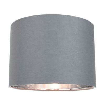 Happy Homewares Contemporary Grey Cotton 12 Table/pendant Lamp Shade With Shiny Silver Inner - image 1