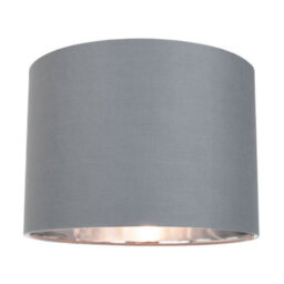 Happy Homewares Contemporary Grey Cotton 12 Table/pendant Lamp Shade With Shiny Silver Inner - thumbnail 1