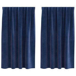 Berkfield Blackout Curtains With Top Tape 2 Pcs Dark Blue Velvet - thumbnail 2
