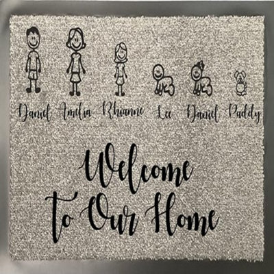 One Of A Kind Design Uk Personalised 6 Character Nylon Doormat - Grey (40Cm X 60Cm) - image 1