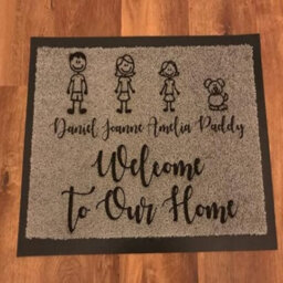 One Of A Kind Design Uk Personalised 6 Character Nylon Doormat - Grey (40Cm X 60Cm) - thumbnail 3