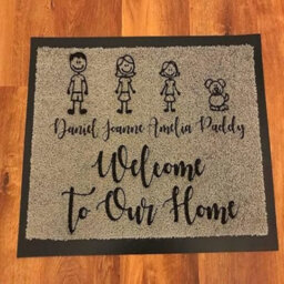 One Of A Kind Design Uk Personalised 6 Character Nylon Doormat - Grey (40Cm X 60Cm) - thumbnail 5
