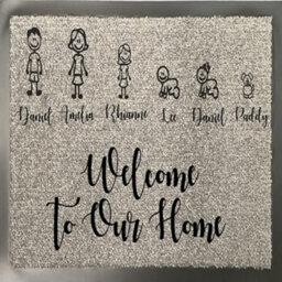 One Of A Kind Design Uk Personalised 6 Character Nylon Doormat - Grey (40Cm X 60Cm) - thumbnail 1