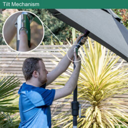 Gardenkraft 14620 2.7M Charcoal Outdoor Garden Parasol - thumbnail 5