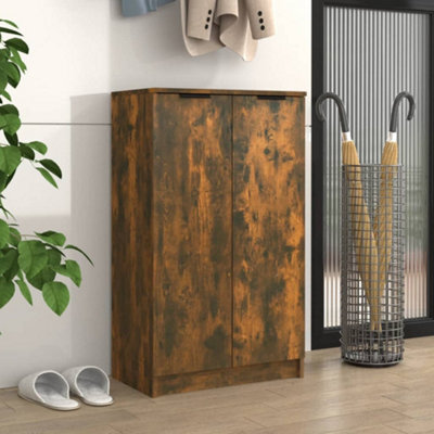 Berkfield Shoe Cabinet Smoked Oak 59X35X100 Cm Engineered Wood - image 1