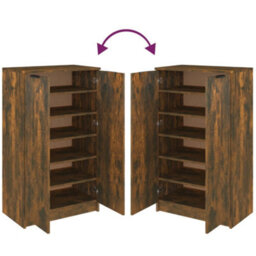 Berkfield Shoe Cabinet Smoked Oak 59X35X100 Cm Engineered Wood - thumbnail 8