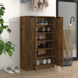 Berkfield Shoe Cabinet Smoked Oak 59X35X100 Cm Engineered Wood - thumbnail 3