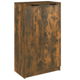 Berkfield Shoe Cabinet Smoked Oak 59X35X100 Cm Engineered Wood - thumbnail 2