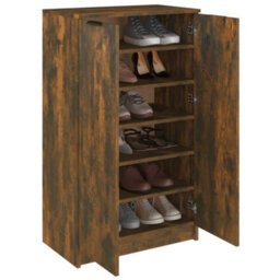 Berkfield Shoe Cabinet Smoked Oak 59X35X100 Cm Engineered Wood - thumbnail 4