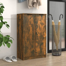 Berkfield Shoe Cabinet Smoked Oak 59X35X100 Cm Engineered Wood - thumbnail 1