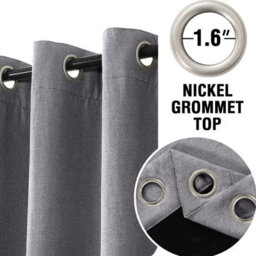Moonlight Bedding 100%blackout Eyelet Linen Texture Curtain Pair Thermal Energy Efficient Window Curtain(Charcoal, 66''x54'') - thumbnail 4