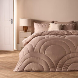 Ohs Quilted Arches Coverless 7.5 Tog Duvet Bedding Set, Mink - Double