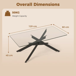 Costway Glass Coffee Table Rectangle Center Table With Metal Tubular Legs-Black - thumbnail 7