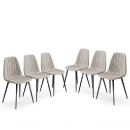 Urbn-Living Urbnliving Anti Stain Velvet Dining Chairs Padded Seat Metal Legs For Kitchen Office, 6Xtaupe - thumbnail 2