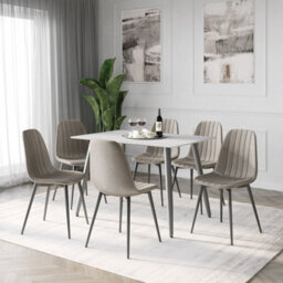 Urbn-Living Urbnliving Anti Stain Velvet Dining Chairs Padded Seat Metal Legs For Kitchen Office, 6Xtaupe - thumbnail 3