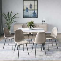Urbn-Living Urbnliving Anti Stain Velvet Dining Chairs Padded Seat Metal Legs For Kitchen Office, 6Xtaupe - thumbnail 1