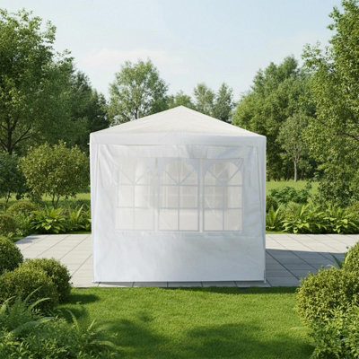 Ohs Garden Gazebo Outdoor Party Tent Canopy Pe Awning Marquee Waterproof, White - Small - image 1