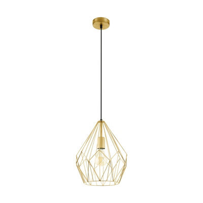 Stylish Gold Wire Cage Hanging Pendant Light For Hallway - 1X 60W E27 - image 1