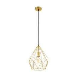 Stylish Gold Wire Cage Hanging Pendant Light For Hallway - 1X 60W E27 - thumbnail 1