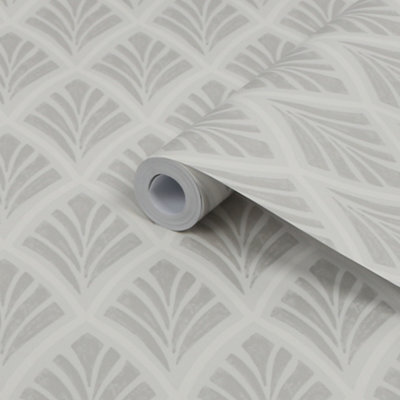 Laura Ashley Florin Silver Effect Geometric Smooth Wallpaper Sample