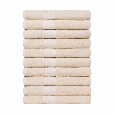 Ohs 10 Pack Of 100% Cotton Bath Sheet, 90 X 150Cm - Beige