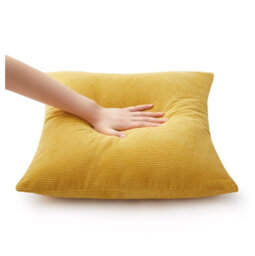Ameha Ochre Stripe Velvet Cushion Cover 18X18 Inch, Set Of 4, Soft, Breathable & Hypoallergenic With Invisible Zip - thumbnail 5
