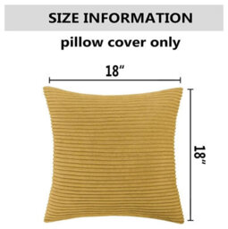Ameha Ochre Stripe Velvet Cushion Cover 18X18 Inch, Set Of 4, Soft, Breathable & Hypoallergenic With Invisible Zip - thumbnail 4