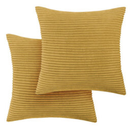 Ameha Ochre Stripe Velvet Cushion Cover 18X18 Inch, Set Of 4, Soft, Breathable & Hypoallergenic With Invisible Zip - thumbnail 9