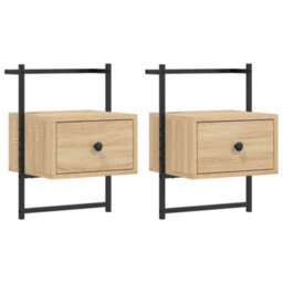 Berkfield Bedside Cabinets Wall-Mounted 2 Pcs Sonoma Oak 35X30X51 Cm Engineered Wood - thumbnail 2