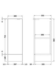 Hudson Reed Fusion Floor Standing 1 Door Base Unit, Gloss Grey High Gloss Painted, 300 X 355 X 864mm - thumbnail 3