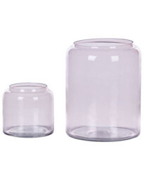 Beliani Pink Glass Vases Set Of 2, Hand-Made Transparent Tinted Round Vases For Shelves And Home Display - thumbnail 1