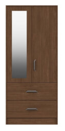 Hazlemere 2 Door Combi Robe With Mirror - Walnut On Express Delivery And Ready Assembled - thumbnail 2
