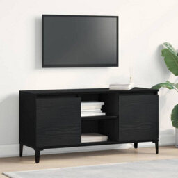 Berkfield Black Oak Tv Stand - 102X35X50 Cm Made From Engineered Wood