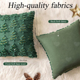 Amorly 4Pcs Christmas Tree Throw Pillow Covers, 18X18 Inch Cushion Cases With Green Tree String Light Motifs For Xmas Indoor Home Decor - thumbnail 2