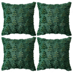 Amorly 4Pcs Christmas Tree Throw Pillow Covers, 18X18 Inch Cushion Cases With Green Tree String Light Motifs For Xmas Indoor Home Decor - thumbnail 1