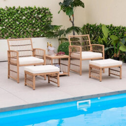 Outdoor Rattan Conversation Set 5 Piece Patio Wicker Sofa Set - thumbnail 1