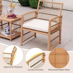 Outdoor Rattan Conversation Set 5 Piece Patio Wicker Sofa Set - thumbnail 5