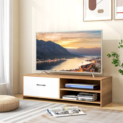 Costway Tv Stand For 55 Inches Tvs Wooden Tv Console Table W/ 2 Open Shelf & Drawer - image 1