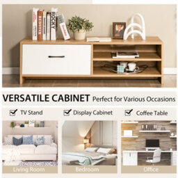Costway Tv Stand For 55 Inches Tvs Wooden Tv Console Table W/ 2 Open Shelf & Drawer - thumbnail 8
