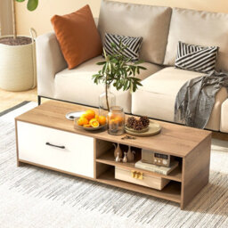 Costway Tv Stand For 55 Inches Tvs Wooden Tv Console Table W/ 2 Open Shelf & Drawer - thumbnail 3