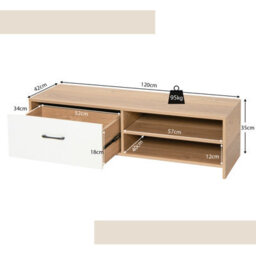 Costway Tv Stand For 55 Inches Tvs Wooden Tv Console Table W/ 2 Open Shelf & Drawer - thumbnail 2