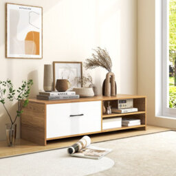 Costway Tv Stand For 55 Inches Tvs Wooden Tv Console Table W/ 2 Open Shelf & Drawer - thumbnail 4