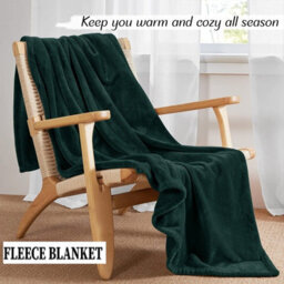 Ameha Fleece Plain Blanket, Lightweight & Reversible Throw For Travel, Bed & Sofa Blanket, Emerald Single 130X150Cm - thumbnail 1