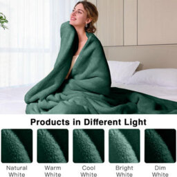 Ameha Fleece Plain Blanket, Lightweight & Reversible Throw For Travel, Bed & Sofa Blanket, Emerald Single 130X150Cm - thumbnail 7