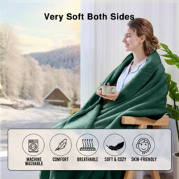 Ameha Fleece Plain Blanket, Lightweight & Reversible Throw For Travel, Bed & Sofa Blanket, Emerald Single 130X150Cm - thumbnail 6