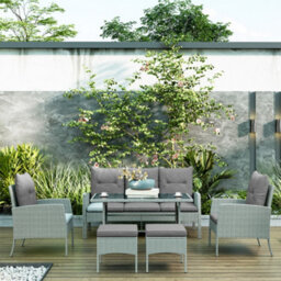 Outsunny 6 Pieces Rattan Garden Furniture Sofa Set With Cushions, Grey - thumbnail 8